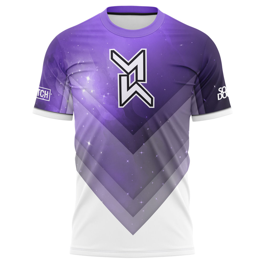 Violet, Black and White Uniform for Gamers. E-sport Jersey Design